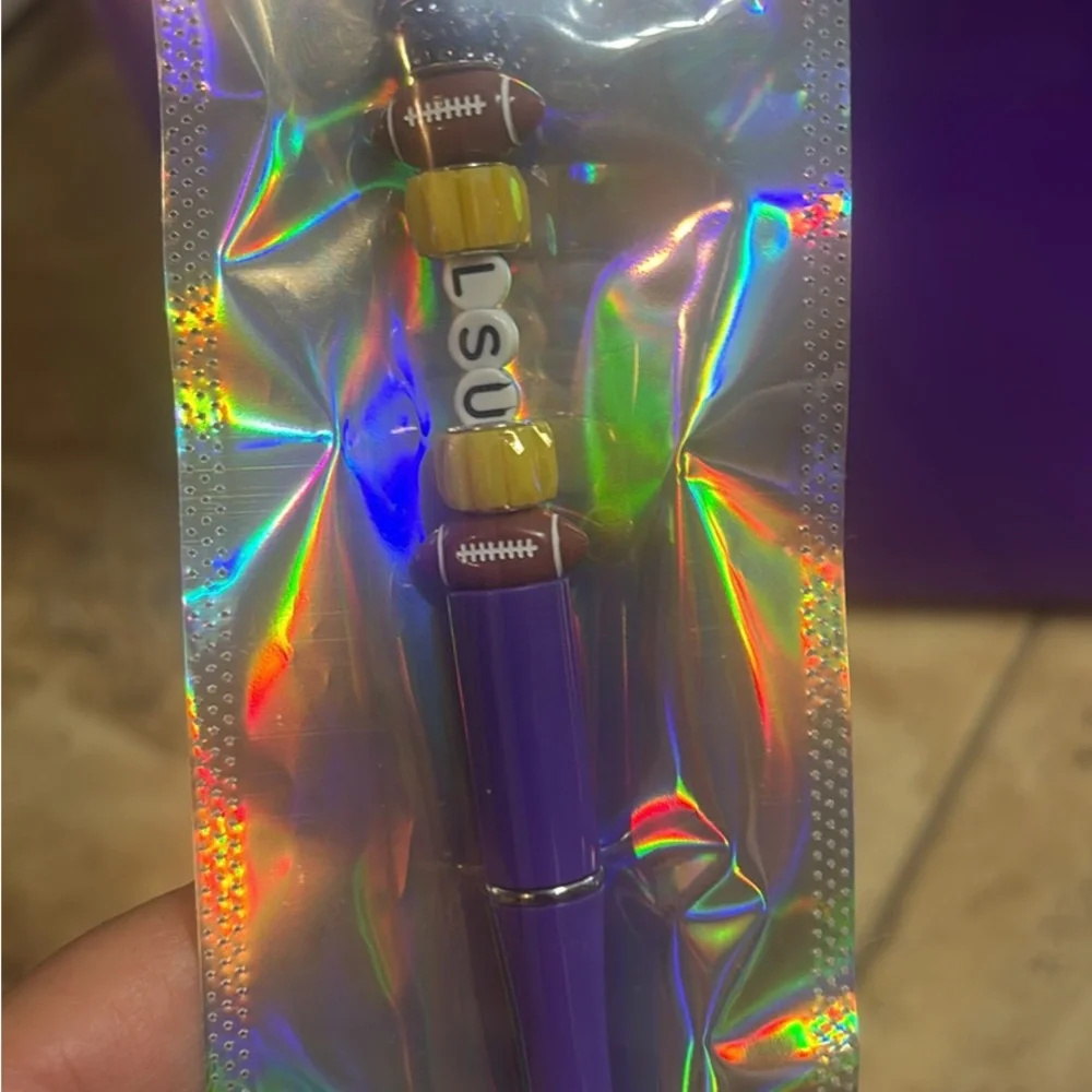 Sparkling Football Top Ballpoint Pens - Purple and Gold LSU